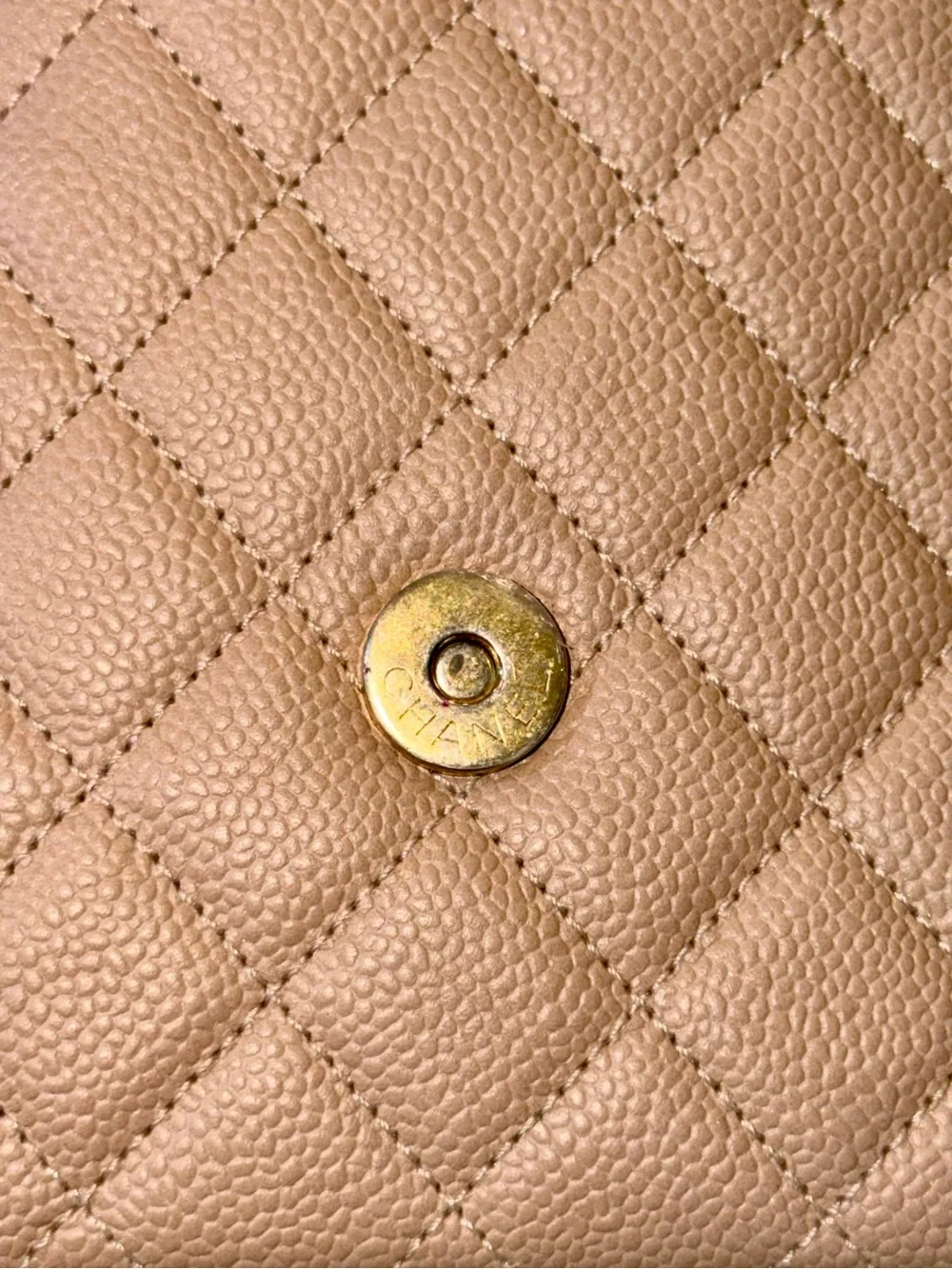 CHANEL Small CC Filigree Flap Bag Beige Black, Caviar Leather GHW